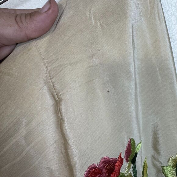 Vintage Ralph Lauren Silk Floral Wrap Fringe Mini Skirt Sz 4 Western Y2K FLAWED - Picture 7 of 12